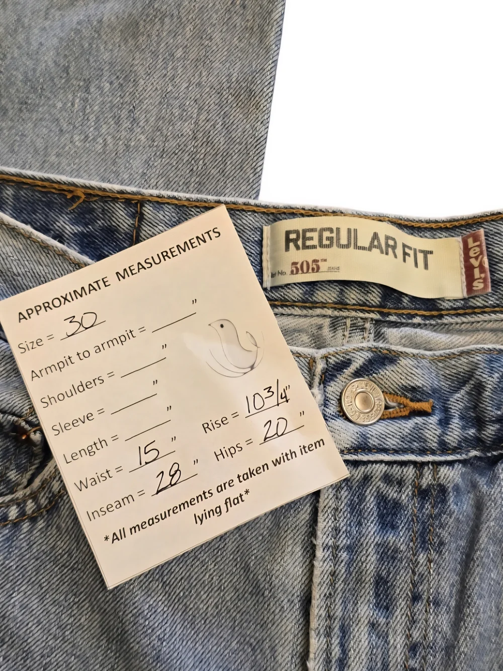 Levi's Light Faded 505 Regular Fit Jeans Sz 30x28